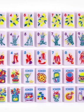 Mah jong tiles from The Mahjong Line - Foodie Tiles (lilac)